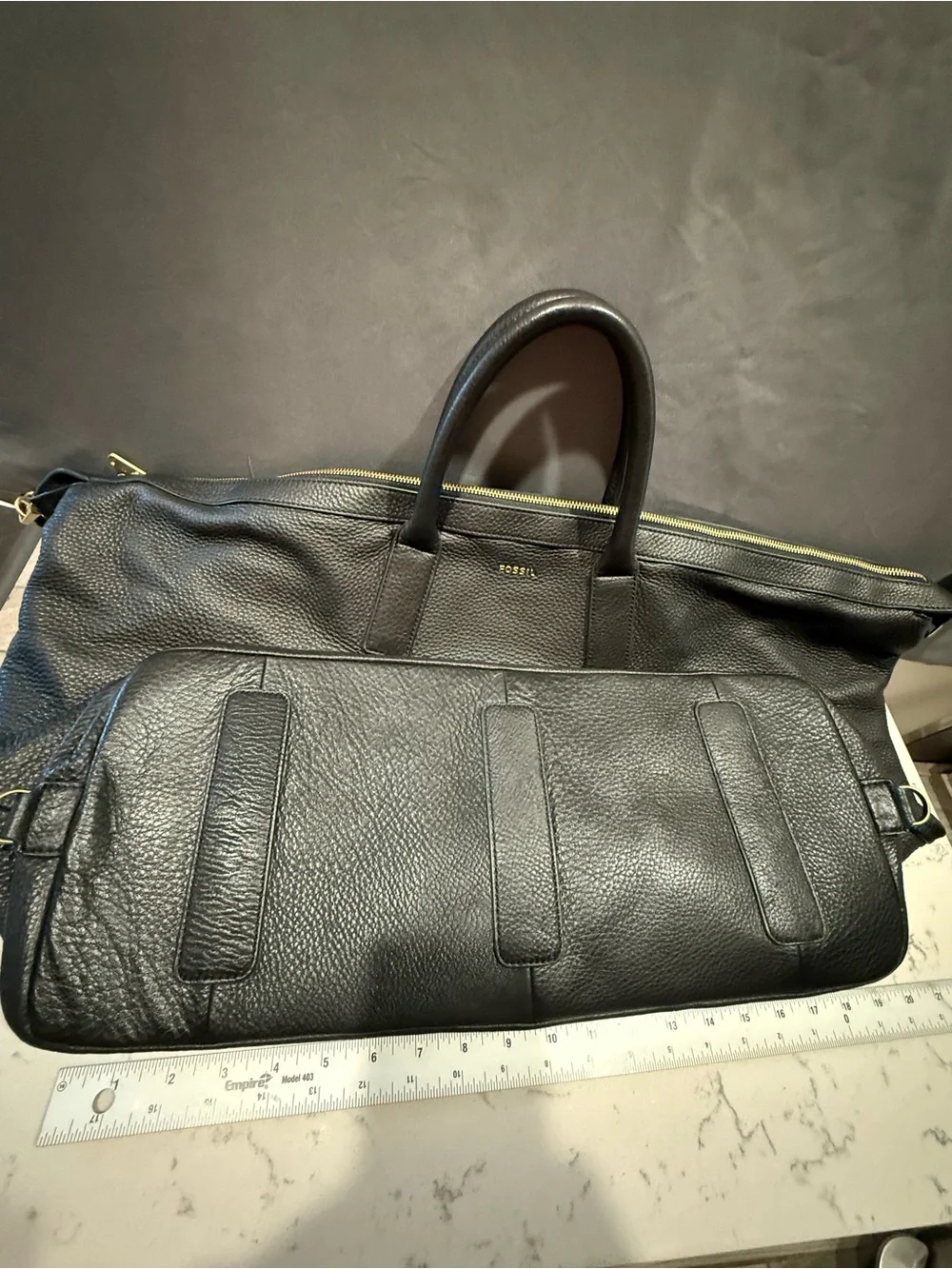 Fossil Men's Black Pebbled Leather Duffel